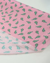 Tecido Viscose Texturizada Cactos Verde e Rosa Bebê