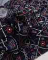 Tecido Viscose Estampa Náutica Branco Vermelho e Azul Marinho