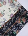 Tecido Crepe de Viscose Barrado Duplo e Floral Pontilhado Creme e Preto