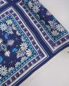 Tecido Crepe de Viscose Estampa Lenço Flores e Ramos Offwhite e Azul