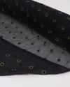 Tecido Crepe Chiffon Texturizado Com Bordados Poá Dourado e Preto