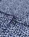 Tecido Crepe de Viscose Geométrico Irregular Sobreposto Tons de Azul