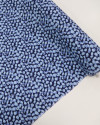 Tecido Crepe de Viscose Geométrico Irregular Sobreposto Tons de Azul