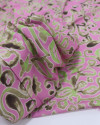 Tecido Viscose Estampa Étnica Verde e Rosa Chiclete