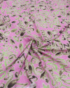 Tecido Viscose Estampa Étnica Verde e Rosa Chiclete