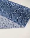 Tecido Viscose Micro Geométrico Offwhite, Preto e Azul