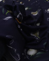 Tecido Crepe Silk Fino Italiano Flores e Rascunhos Colorido e Azul Marinho