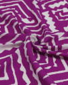 Tecido Crepe de Viscose Italiano Estampa Étnica Roxo e Branco