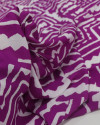 Tecido Crepe de Viscose Italiano Estampa Étnica Roxo e Branco