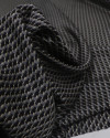 Tecido Crepe Silk Italiano Micro Geométrico Preto, Bege e Cinza