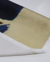 Tecido Viscose Acetinada Italiano Macro Estampa Abstrata Azul, Marrom e Bege