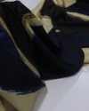 Tecido Viscose Acetinada Italiano Macro Estampa Abstrata Azul, Marrom e Bege