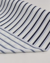 Tecido Crepe de Viscose Italiano Listras Duplas Tons de Azul e Branco