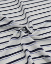 Tecido Crepe de Viscose Italiano Listras Duplas Tons de Azul e Branco