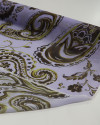 Tecido Crepe Chiffon Italiano Macro Cashmere Floral Verde e Lilás