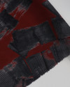 Tecido Crepe Chiffon Italiano Toque de Seda Pintura Abstrata Preto e Vermelho