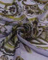 Tecido Crepe Chiffon Italiano Macro Cashmere Floral Verde e Lilás