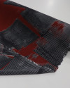 Tecido Crepe Chiffon Italiano Toque de Seda Pintura Abstrata Preto e Vermelho