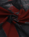 Tecido Crepe Chiffon Italiano Toque de Seda Pintura Abstrata Preto e Vermelho