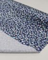 Tecido Crepe Silk Italiano Tapete Floral Branco e Azul