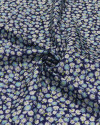 Tecido Crepe Silk Italiano Tapete Floral Branco e Azul