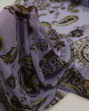 Tecido Crepe Chiffon Italiano Macro Cashmere Floral Verde e Lilás