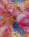 Tecido Crepe Chiffon Italiano Pintura Abstrata Colorida