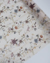 Tecido Crepe Chiffon Italiano Com Lurex Ramos e Flores Colorido e Bege