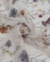 Tecido Crepe Chiffon Italiano Com Lurex Ramos e Flores Colorido e Bege