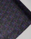 Tecido Crepe Chiffon Italiano Tapete Floral Roxo, Azul e Preto