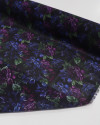 Tecido Crepe Chiffon Italiano Tapete Floral Roxo, Azul e Preto