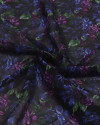 Tecido Crepe Chiffon Italiano Tapete Floral Roxo, Azul e Preto