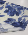 Tecido Crepe Silk Italiano Flores Abstratas Tons de Azul e Creme 