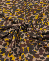 Tecido Crepe de Viscose Animal Print e Listras Amarelo, Marrom e Bege