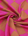 Tecido Viscose Macro Xadrez Castanho e Rosa