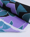 Tecido Viscose Mista com Poliamida Tapete Floral Abstrato Preto, Lilás e Verde