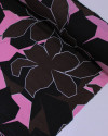 Tecido Viscose Mista com Poliamida Tapete Floral Abstrato Rosa, Preto e Marrom