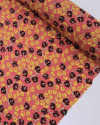 Tecido Viscose Mista com Poliamida Micro Tapete Floral Amarelo, Preto e Coral