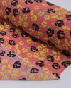 Tecido Viscose Mista com Poliamida Micro Tapete Floral Amarelo, Preto e Coral
