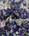 Tecido Viscose Mista com Poliamida Grosso Tapete Floral Candy Color, Azul Marinho e Offwhite