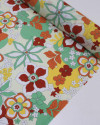 Tecido Viscose Mista com Poliamida Macro Jardim Floral Colorido e Creme