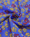 Tecido Viscose Mista com Poliamida Micro Tapete Floral Amarelo, Vermelho e Azul