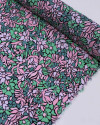 Tecido Viscose Mista com Poliamida Grosso Campo Floral Abstrato Tons de Rosa e Tons de Verde