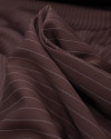 Tecido Alfaiataria de Viscose Risca de Giz Branco e Marrom