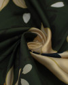Tecido Crepe Silk Italiano Macro Flores Creme, Branco e Verde