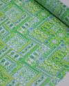 Tecido Crepe Chiffon Texturizado Multi Estampas Azul e Tons de Verde