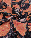 Tecido Micro Fibra Alfaiataria Italiano Paisley Terra Rosa, Cinza e Preto
