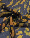 Tecido Crepe Chiffon Texturizado Italiano Animal Print Abtrato Tons de Amarelo e Marrom