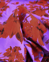 Tecido Viscose Italiano Macro Flores Vermelho e Lilás
