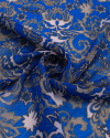 Tecido Crepe Chiffon Texturizado Italiano Tapete Floral Cinza e Azul